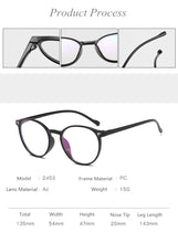 Load image into Gallery viewer, Classic Round Glasses Frame Women Optical Female Eyeglasses Frame Fake Transparent Clear Lens Glasses Men Oculos De Grau