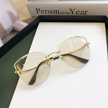 Load image into Gallery viewer, Oulylan Cat Eye Sunglasses Women Luxury Rimless Gradient Sun Glasses Clear Ocean Color Lenses Shades Ladies Sunglass UV400