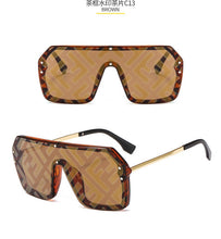 Load image into Gallery viewer, futuristic ff sunglasses women 2022 uv400 big rectangle fashion ff logo sunglasses oversized festival oculos de sol feminino