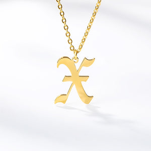 Old English Letter Initial Necklaces For Women Men Gold Silver Color Stainless Steel Chain Male Female Pendant Necklace Jewelry