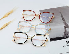 Load image into Gallery viewer, Ralferty Retro Metallic Eyeglass Frame Women Computer Anti Blue Light Glasses Leopard Myopia Optic Prescription Glasses Frame