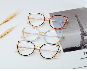 Ralferty Retro Metallic Eyeglass Frame Women Computer Anti Blue Light Glasses Leopard Myopia Optic Prescription Glasses Frame