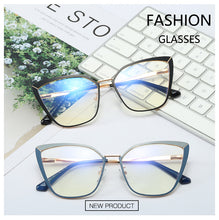 Load image into Gallery viewer, Clear Glasses Frame Computer Cell Phone Women Cat Eye Anti Blue Light Metal Eyewear Blocking Glasses Optical Spectacle Eyeglass