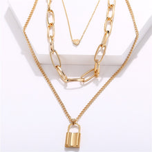 Carica l&#39;immagine nel visualizzatore di Gallery, 17KM Fashion Multi Layer Lock Portrait Pendants Necklaces For Women Gold Metal Key Heart Necklace New Design Jewelry Gift