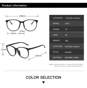 Round Computer Glasses Frame Women Men  Anti Blue Light Transparent Eyewear Blocking Glasses Clear Optical Spectacle Eyeglasses