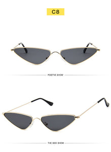 Triangle Metal Frame Sunglasses Women Cat Eye Cool Small Fashion Sun Glasses Shades Ocean Color Oculos De Sol Feminino UV400