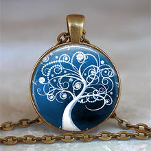 Load image into Gallery viewer, Tree Of Life Glass Cabochon Statement Necklace &amp; Pendant Jewelry Vintage Charm Chain Choker Steampunk Jewelry Gift for Women