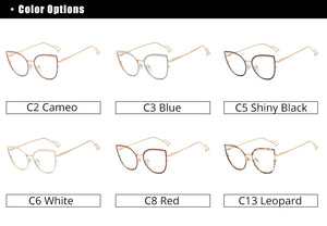 Ralferty Retro Metallic Eyeglass Frame Women Computer Anti Blue Light Glasses Leopard Myopia Optic Prescription Glasses Frame