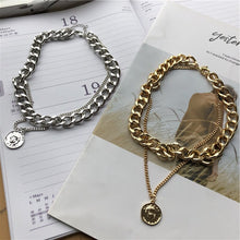 Load image into Gallery viewer, INS Punk Hiphop Cuban Thick Chain Choker Necklace Sets for Women Vintage Carved Coin Portrait Pendant Necklace Jewelry