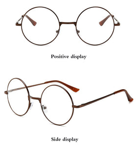 Retro-classic transparent lens metal frame men and women circular reading glasses  retro-personality college style