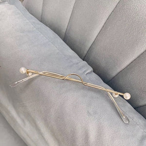 Ciondolo di perle moda retrò senza lenti Occhiali da vista Mezza montatura Occhiali da vista Montatura per ragazza Occhiali senza catena Foto per feste Prop 