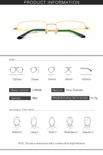 Carica l&#39;immagine nel visualizzatore di Gallery, Gmei Optical Ultralight 100% Pure Titanium Half Rim Glasses Frame For Business Men Myopia Reading Prescription Spectacles LR8935