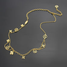Carica l&#39;immagine nel visualizzatore di Gallery, Titanium steel necklace wholesale V four leaf flower double chain necklace women&#39;s foreign trade multi accessories chain necklac