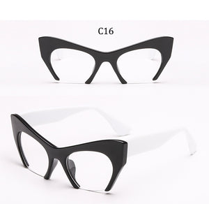 Big frame women glasses frame fashion cat eye Clear Lens brand oversized Glasses Female Transparent Half frame optical frame