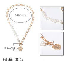 Load image into Gallery viewer, Punk Imitation Pearl Choker Necklace Collar Statement Gold Color Love Heart Lasso Pendant Necklace for Women Jewelry