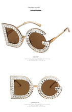 Load image into Gallery viewer, 2022 Trend Letter Sunglasses Female Oversized Sun Glasses Women Luxury Brand Spray Paint Diamond Frame Flash Shades Eyeglasses