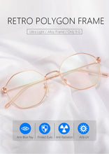 Load image into Gallery viewer, Gold Computer Glasses Frame Women Alloy Polygon Anti Blue Light Eyeglass Frames Fashion Myopia Prescription Eyewear 8005