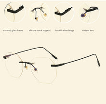 Load image into Gallery viewer, Women Rimless Alloy Glasses Frame, Women Ultralight Cat Eye Eyeglasses Frames, Prescription Presbyopia Myopia Optical Glass
