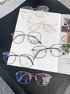 Transparent Eyeglasses Frames for Women Computer Blue Light Glasses Frame Ladies Irregular Curved Legs Metal Spectacles