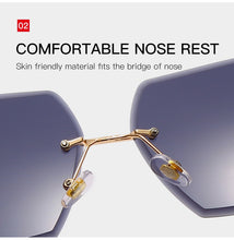 Carica l'immagine nel visualizzatore di Gallery, Occhiali da sole senza montatura di nuova moda Occhiali da sole di marca di lusso da donna Occhiali da sole quadrati in metallo UV400 Shades Eyewear Oculos Gafas de sol 