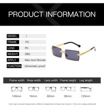 Carica l'immagine nel visualizzatore di Gallery, Occhiali da sole con diamanti senza montatura alla moda Design di marca da donna Occhiali da sole quadrati piccoli in metallo Tonalità di lusso Occhiali UV400 Gafas De Sol