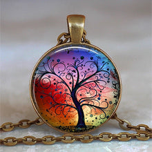 Load image into Gallery viewer, Tree Of Life Glass Cabochon Statement Necklace &amp; Pendant Jewelry Vintage Charm Chain Choker Steampunk Jewelry Gift for Women