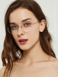 Women Titanium alloy Screwless Rimless Cat Eye Glasses Frame, Ultralight Frameless Optical Frames For Prescription Myopia F860