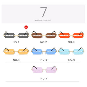 New Fashion Lady Rimless Square Blade Sunglasses Women Men Vintage Small Sun Glasses Female UV400 Frameless Punk Sunshades