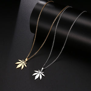 Stainless Steel Necklace For Women Man Maple Leaf Choker Pendant Necklace Engagement Jewelry