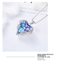 Load image into Gallery viewer, Women Silver Color Necklace Embellished with Crystals from Swarovski Necklace Angel Wings Heart Pendant Valentines Gift