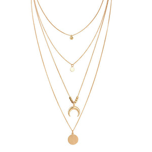 2020 Collier New Necklace Multi-layer Moon Stainless Steel Disc Tassel Pendant Female Necklace Jewelry Collar