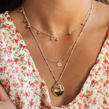 Carica l'immagine nel visualizzatore di Gallery, Collana vintage con mappa lunare per donna, bohemien, multistrato, cerchio, moneta, pietra, collane con ciondolo, perline stella, gioielli girocollo 