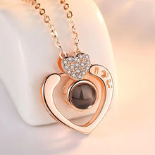 Load image into Gallery viewer, 100 Languages Love Necklace Heart Pendant Wedding Romantic I Love You Projection Necklace for Women Girl Friend Ladies Gifts