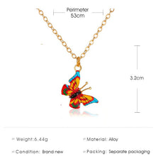 Carica l'immagine nel visualizzatore di Gallery, Korean Blue Gradient Butterfly Necklace for Women Girls Silver Color Rainbow Butterflies Pendant Choker Necklaces Jewelry Gift
