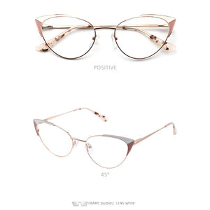 Prescription Glasses Women's Eyeglasses With Frame Myopia Clear Optical Female Eyewear Metal Cat Eye Round Fake Glasses