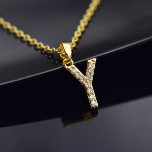 Cubic Zircon Alphabet Pendants Gold Silver Color Copper Mini A-Z Letter Pendant Necklace Shinning 26 Initial Collares Jewelry