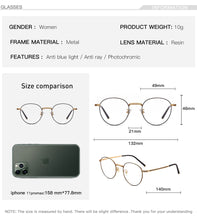 Load image into Gallery viewer, Anti Blue Light Glasses Women Titanium Frame Round Clear Computer Glasses Photochormic Optical Eyeglasses  New BF1820