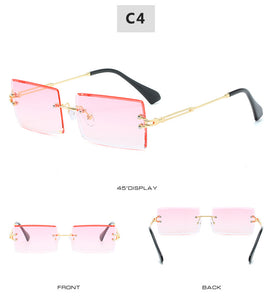 2022 Retro Sunglasses Women Brand Designer Fashion Rimless Gradient Sun Glasses Shades Cutting Lens Ladies Frameless Eyeglasses