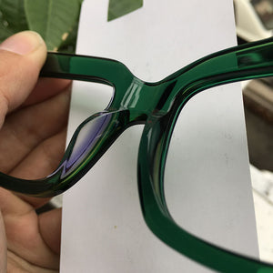 Women Super Retro Designer Green Crystal Acetate Eyeglasses Frames Oversized