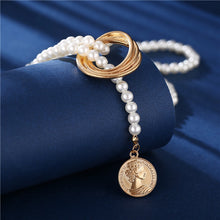 Load image into Gallery viewer, Vintage Pearl Necklaces For Women Fashion Multi-layer Shell Knot Pearl Chain Necklace 2020 NEW Coin Cross Choker Jewelry
