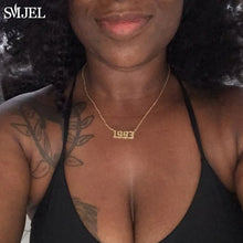 Carica l&#39;immagine nel visualizzatore di Gallery, Personalize Year Number Necklaces for Women Custom Year 1980 1989 2000 Birthday Gift from 1980 to 2019