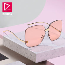 Carica l'immagine nel visualizzatore di Gallery, Moda blu occhiali da sole senza montatura donne 2022 UV400 lusso aviazione signore occhiali da sole occhiali tonalità zonnebril dames