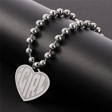 Load image into Gallery viewer, High Polished IGIRL Heart Necklace I GIRL Stainless Steel Heavy Duty Gothic Streetwear Bead Chain Choker Necklace Bijoux Femme