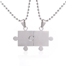 Load image into Gallery viewer, lover Paired Couple Pendants 60cm Necklace Stainless Steel Smooth Puzzle Necklaces for Lover Woman Man Collar Collier Polishing