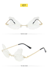 Load image into Gallery viewer, 2022 Luxury Fashion Dragonfly Sunglasses Women Rimless Wave Sun Glasses Metal Shades For Vintage Women Mirror Eyewear UV400