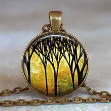 Load image into Gallery viewer, Tree Of Life Glass Cabochon Statement Necklace &amp; Pendant Jewelry Vintage Charm Chain Choker Steampunk Jewelry Gift for Women