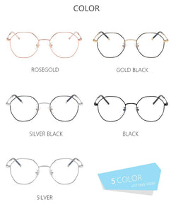 Gold Computer Glasses Frame Women Alloy Polygon Anti Blue Light Eyeglass Frames Fashion Myopia Prescription Eyewear 8005