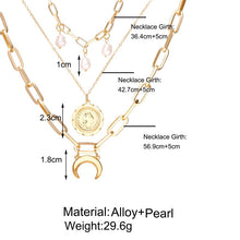 Load image into Gallery viewer, Vintage Gold Portrait Coin Pearl Pendant Necklaces For Women Bohemia Fashion Muklltilayer Pearl Long Necklace 2020 Jewelry