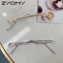 Carica l&#39;immagine nel visualizzatore di Gallery, Ciondolo di perle moda retrò senza lenti Occhiali da vista Mezza montatura Occhiali da vista Montatura per ragazza Occhiali senza catena Foto per feste Prop 