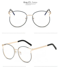 Trendy Cat Eye Glasses Frames for Women Transparent Optical Eyeglasses Ladies Metal Hollow Frame Female Fake Eyewear